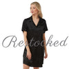 Plain Black Sexy Satin Nightshirt Short Sleeve Negligee Lingerie PLUS SIZE