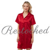Plain Red Sexy Satin Nightshirt Short Sleeve Knee Length Negligee Lingerie PLUS SIZE