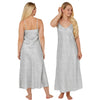 Long Full Length Sexy Satin Grey Silver Paisley Print Chemise Nightdress Negligee PLUS SIZE