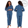 Blue Confetti Spot Flannelette Wincey PJs Pyjama Set 100% Cotton
