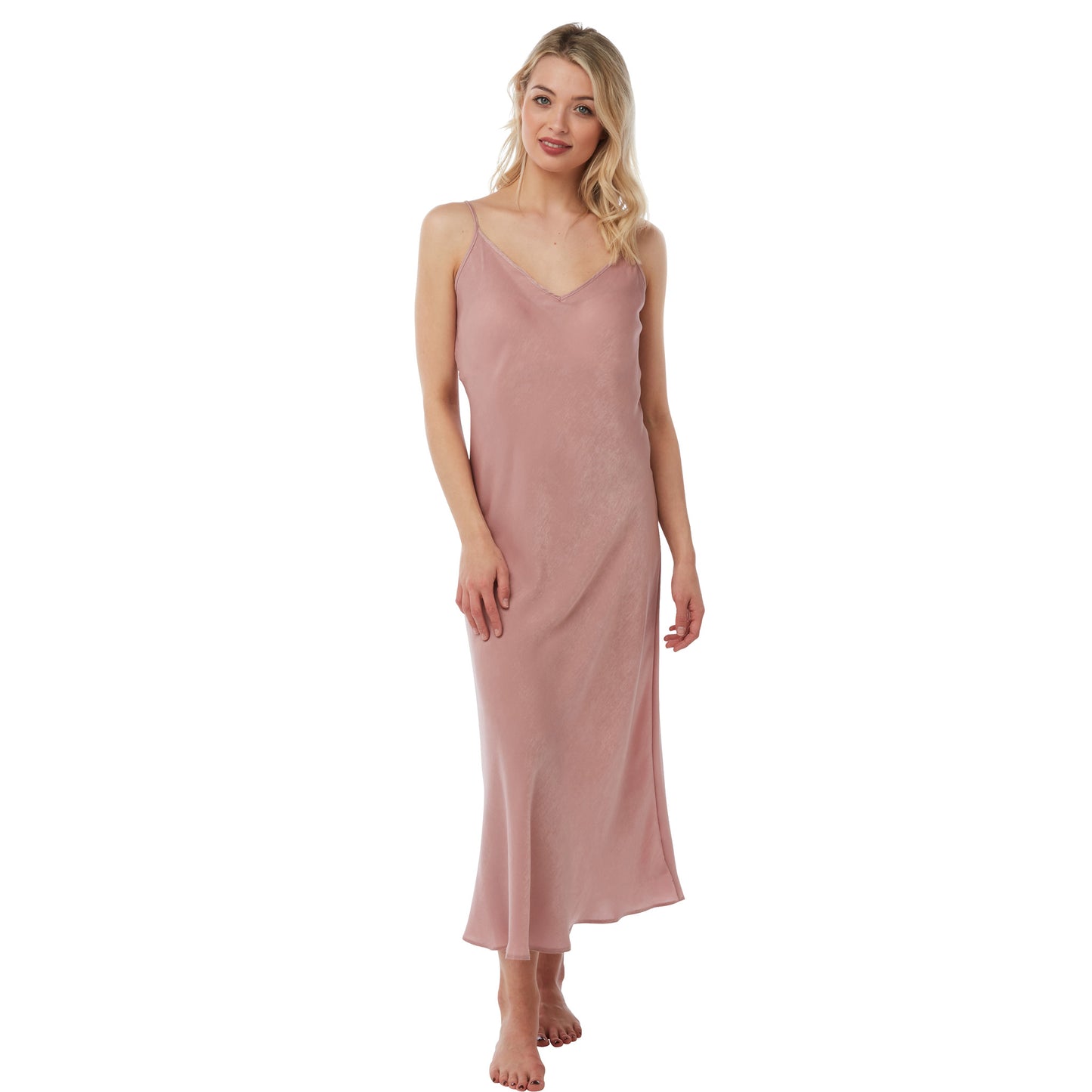 Long Full Length Plain Blush Pink Sexy Satin Chemise Nightdress Negligee Lingerie PLUS SIZE