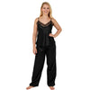 Sexy Satin Lace Plain Black Pyjamas PJs Set Cami Top Negligee Lingerie PLUS SIZE