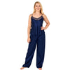 Sexy Satin Lace Plain Navy Pyjamas PJs Set Cami Top Negligee Lingerie PLUS SIZE