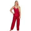 Sexy Satin Plain Red Pyjamas PJs Set Cami Top Negligee Lingerie PLUS SIZE