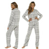 Grey Check Tartan Woven Flannelette Wincey PJs Pyjama Set 100% Cotton PLUS SIZE