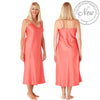 Long Full Length Plain Coral Pink Sexy Satin Chemise Nightdress Negligee Lingerie PLUS SIZE