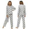 Grey Heart Print Flannelette Wincey PJs Pyjama Set 100% Cotton