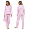 Pink Heart Print Flannelette Wincey PJs Pyjama Set 100% Cotton