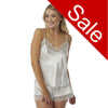 Sale Ivory White Sexy Satin & Lace Cami Set & French Knickers
