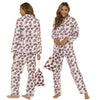 Pink Grey Leopard Print Flannelette Wincey PJs Pyjama Set 100% Cotton