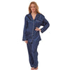 Sexy Satin Plain Navy Blue Pyjamas PJs Set White Detailing Negligee Lingerie PLUS SIZE