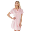 Rose Pink Sexy Satin Nightshirt Short Sleeve Knee Length Negligee Lingerie