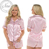 Sexy Satin Pink Shorty Pyjamas PJs Set Short Sleeve Negligee Lingerie