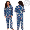 Blue Print Flannelette Wincey PJs Pyjama Set 100% Cotton