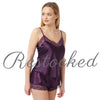 Purple Sexy Satin Lace Cami Set French Knickers Negligee Lingerie PLUS SIZE