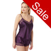 Sale Purple Sexy Satin & Lace Cami Set with French Knickers