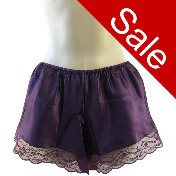 Sale Purple Sexy Satin & Lace French Knickers Shorts