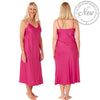 Long Full Length Plain Peony Pink Sexy Satin Chemise Nightdress Negligee PLUS SIZE
