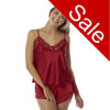 Sale Red Sexy Satin & Lace Cami Set with French Knickers