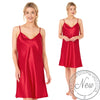 Plain Red Sexy Satin Chemise Nightie Vee Neck Negligee Lingerie PLUS SIZE