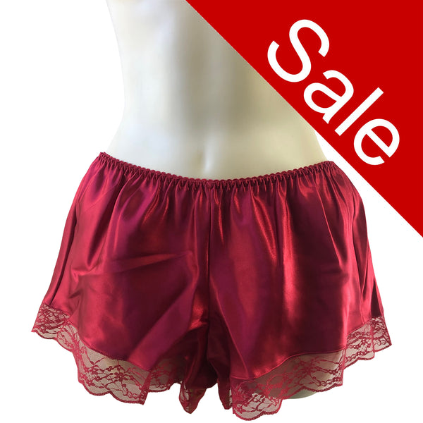 Sale Red Sexy Satin & Lace French Knickers Shorts
