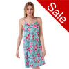 Sale Turquoise Hibiscus Flower Sexy Satin Chemise Nightie